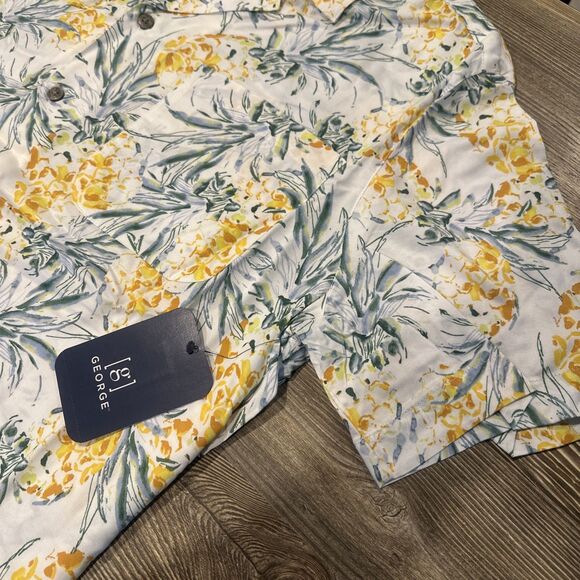 George Men's Relaxed Button Front Camp Shirt 2XL(50-52) Pineapple Print. New. - Picture 5 of 8